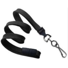 Brady Flat Braid Lanyard with Black-Oxide Swivel Hook - Black 2137-3771