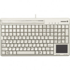 CHERRY G86-61411 POS Keyboard - 123 Keys - QWERTY Layout - 60 Relegendable Keys - Magnetic Stripe Reader - USB - Light Gray - TAA Compliance G86-61411EUAEAA