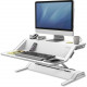 Fellowes Lotus&trade; Sit-Stand Workstation - White - 35 lb Load Capacity - 1 x Shelf(ves) - 5.5" Height x 32.8" Width x 24.8" Depth - Desktop - Steel, Plastic, Phenolic Resin - White 0009901