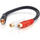 C2g 6in Value Series One RCA Mono Male to Two RCA Stereo Female Y-Cable - RCA Male - RCA Female - 6" - Black 03177