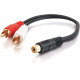 C2g 6in Value Series One RCA Female to Two RCA Male Y-Cable - RCA Female - RCA Male - 6" - Black 03181