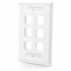 C2g 6-Port Single Gang Multimedia Keystone Wall Plate - White - 6 x Socket(s) - White 03414