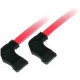 C2g 18in 7-pin 90&deg; Side to 90&deg; 1-Device Side Serial ATA Cable - Male SATA - Male SATA - 18" - Translucent Red - RoHS Compliance 10186