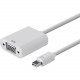 Monoprice Mini DisplayPort 1.2a / Thunderbolt to VGA Active Adapter, White - 6" Mini DisplayPort/VGA Video Cable for Video Device, Monitor - First End: 1 x Mini DisplayPort Male Digital Audio/Video - Second End: 1 x HD-15 Female VGA - Supports up to 