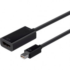 Monoprice Mini DisplayPort 1.2a / Thunderbolt to 4K HDMI Passive Adapter, Black - 6" HDMI/Mini DisplayPort A/V Cable for Audio/Video Device - First End: 1 x Mini DisplayPort Male Digital Audio/Video - Second End: 1 x HDMI Female Digital Audio/Video -