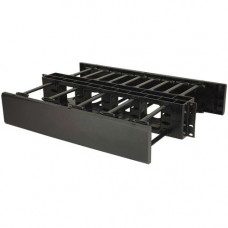 C2g 2U Double-Sided Horizontal Cable Management Panel - Cable Management Panel - Black - 2U Rack Height - 19" Panel Width - Plastic - TAA Compliance 14598