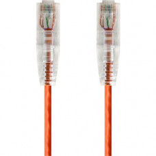 Monoprice SlimRun Cat6 28AWG UTP Ethernet Network Cable, 1ft Orange - 1 ft Category 6 Network Cable for Network Device - First End: 1 x RJ-45 Male Network - Second End: 1 x RJ-45 Male Network - Patch Cable - Orange 14794