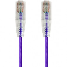 Monoprice SlimRun Cat6 28AWG UTP Ethernet Network Cable, 1ft Purple - 1 ft Category 6 Network Cable for Network Device - First End: 1 x RJ-45 Network - Male - Second End: 1 x RJ-45 Network - Male - Patch Cable - 28 AWG - Purple 14796