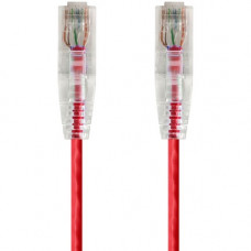 Monoprice SlimRun Cat6 28AWG UTP Ethernet Network Cable, 5ft Red - 5 ft Category 6 Network Cable for Network Device - First End: 1 x RJ-45 Male Network - Second End: 1 x RJ-45 Male Network - Patch Cable - Red 14810