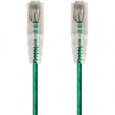 Monoprice SlimRun Cat6 28AWG UTP Ethernet Network Cable, 10ft Green - 10 ft Category 6 Network Cable for Network Device - First End: 1 x RJ-45 Network - Male - Second End: 1 x RJ-45 Network - Male - Patch Cable - 28 AWG - Green 14820