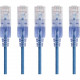 Monoprice 5-Pack, SlimRun Cat6A Ethernet Network Patch Cable, 10ft Blue - Category 6a for Network Device, PC, Computer, Server, Printer, Router, Network Media Player, VoIP Device, PoE-enabled Device, Network Device - Patch Cable - 10 ft - 5 Pack - 1 x RJ-