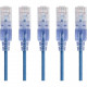 Monoprice 5-Pack, SlimRun Cat6A Ethernet Network Patch Cable, 10ft Blue - Category 6a for Network Device, PC, Computer, Server, Printer, Router, Network Media Player, VoIP Device, PoE-enabled Device, Network Device - Patch Cable - 10 ft - 5 Pack - 1 x RJ-