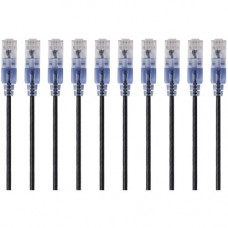Monoprice 10-Pack, SlimRun Cat6A Ethernet Network Patch Cable, 1ft Black - 1 ft Category 6a Network Cable for Network Device, PC, Computer, Server, Printer, Router, Network Media Player, VoIP Device, PoE-enabled Device, Network Device - First End: 1 x RJ-