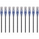 Monoprice 10-Pack, SlimRun Cat6A Ethernet Network Patch Cable, 1ft Black - 1 ft Category 6a Network Cable for Network Device, PC, Computer, Server, Printer, Router, Network Media Player, VoIP Device, PoE-enabled Device, Network Device - First End: 1 x RJ-