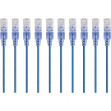 Monoprice 10-Pack, SlimRun Cat6A Ethernet Network Patch Cable, 10ft Blue - 10 ft Category 6a Network Cable for PC, Server, Printer, Router, Network Media Player, VoIP Device, PoE-enabled Device, Network Device - First End: 1 x RJ-45 Male Network - Second 