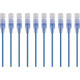 Monoprice 10-Pack, SlimRun Cat6A Ethernet Network Patch Cable, 10ft Blue - 10 ft Category 6a Network Cable for PC, Server, Printer, Router, Network Media Player, VoIP Device, PoE-enabled Device, Network Device - First End: 1 x RJ-45 Male Network - Second 