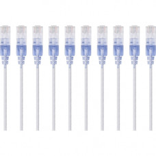 Monoprice 10-Pack, SlimRun Cat6A Ethernet Network Patch Cable, 10ft White - 10 ft Category 6a Network Cable for PC, Server, Printer, Router, Network Media Player, VoIP Device, PoE-enabled Device, Network Device - First End: 1 x RJ-45 Male Network - Second