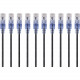 Monoprice 10-Pack, SlimRun Cat6A Ethernet Network Patch Cable, 14ft Black - 14 ft Category 6a Network Cable for PC, Server, Printer, Router, Network Media Player, VoIP Device, PoE-enabled Device, Network Device - First End: 1 x RJ-45 Network - Male - Seco