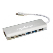 Manhattan SuperSpeed USB-C Multiport Adapter - for Notebook/Tablet PC/Desktop PC - 60 W - USB 3.1 Type C - 2 x USB Ports - 2 x USB 3.0 - Network (RJ-45) - HDMI - Wired 152075