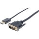 Manhattan DisplayPort 1.2a to DVI-D Cable - 10 ft - DisplayPort/DVI-D for Video Device, Monitor, LCD TV, Plasma, Projector - 345.60 MB/s - 10 ft - 1 x DisplayPort Male Digital Video - 1 x DVI-D Male Digital Video - Gold Plated Connector - Gold Plated Cont