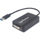 Manhattan SuperSpeed USB 3.0 to DVI Converter, Graphic Adapter - 16 MB SDRAM - USB 3.0 - Supports Additional DVI-I Display; Accommodates HDMI or VGA Display with Adapter 152310