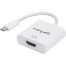 Manhattan SuperSpeed+ USB 3.1 Gen 2 USB-C Male to HDMI Female Converter, White - USB 3.1 Type C - 1 x HDMI, HDMI 152921