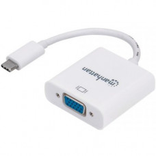 Manhattan Products SuperSpeed+ USB-C Male to VGA Female Converter, White - Supports Video Resolutions up to 1920x1080p@60Hz (Full HD) 152938