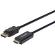 Manhattan DisplayPort 1.2 to HDMI Cable, 4K@60Hz, 1m, Male to Male, DP With Latch, Black, Not Bi-Directional, Three Year Warranty, Polybag - 3.28 ft DisplayPort/HDMI A/V Cable for Audio/Video Device, Monitor, Projector, HDTV, Desktop Computer, Notebook - 