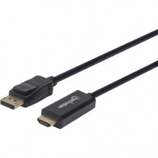 Manhattan 4K 60Hz DisplayPort to HDMI Cable - 6 ft DisplayPort/HDMI A/V Cable for Audio/Video Device, Monitor, Projector, HDTV, Desktop Computer, Notebook - First End: 1 x 20-pin DisplayPort Male Digital Audio/Video - Second End: 1 x 19-pin HDMI Male Digi