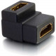 C2g Right Angle HDMI Adapter - HDMI Coupler - Female to Female - 1 x HDMI Female Digital Audio/Video - 1 x HDMI Female Digital Audio/Video - Black 18400