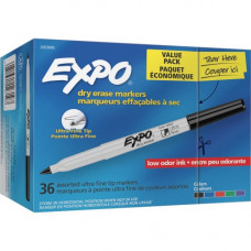 Newell Rubbermaid Sanford Expo Ultra Fine Tip Dry Erase Markers - Ultra Fine Marker Point - Chisel Marker Point Style - Green, Blue, Black, Red, Purple Alcohol Based Ink - 36 / Pack - TAA Compliance 2003895