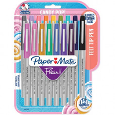 Newell Rubbermaid Paper Mate Flair Ultra Fine Candy Pop Felt Tip Pen - Ultra Fine Pen PointWater Based Ink - Felt Tip - 16 / Pack - TAA Compliance 2027233