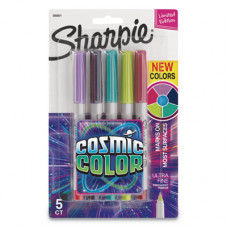 Newell Rubbermaid Sharpie Cosmic Color Permanent Marker - Ultra Fine Marker Point - 133.35 mm Marker Point Size - Needle Marker Point Style - Assorted - Gray Barrel - 5 / Pack - TAA Compliance 2033571