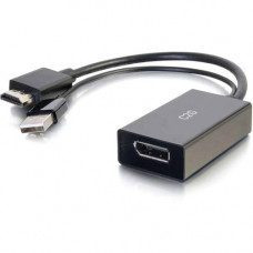 C2g HDMI to DisplayPort Adapter - 4K HDMI to DP Adapter - DisplayPort/HDMI/USB for Audio/Video Device - 1 x HDMI Male Digital Audio/Video, 1 x Type A USB - 1 x DisplayPort Female Digital Audio/Video - Shielding - Black 22323