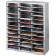 Fellowes Literature Organizer - 36 Compartment Sorter, Dove Gray - 36 Compartment(s) - Compartment Size 2.50" x 9" x 11.63" - 34.7" Height x 29" Width x 11.9" Depth - Dove Gray - Fiberboard, Wood - 1Each 25061