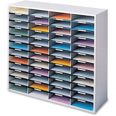 Fellowes Literature Organizer - 48 Compartment Sorter, Dove Gray - 48 Compartment(s) - Compartment Size 2.50" x 9" x 11.62" - 34.7" Height x 38.3" Width x 11.9" Depth - Dove Gray - Fiberboard, Wood - 1Each 25081