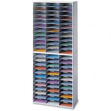 Fellowes Literature Organizer - 72 Compartment Sorter, Dove Gray - 72 Compartment(s) - Compartment Size 2.50" x 9" x 11.63" - 69.1" Height x 29" Width x 11.9" Depth - Dove Gray - Fiberboard, Wood - 1Each 25121