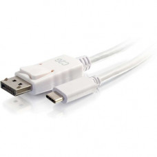 C2g 9ft USB C to DisplayPort 4K Cable White - 9 ft DisplayPort/USB A/V Cable for Audio/Video Device, Projector, Notebook - First End: 1 x Type C Male USB - Second End: 1 x DisplayPort Male Digital Audio/Video - Nickel Plated Connector - Gold-flash Plated 