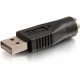 C2g USB Male to PS2 Female Adapter - 1 x Type A Male USB - 1 x Mini-DIN (PS/2) Female Keyboard - Black - RoHS Compliance 27277