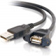 C2g 6in Panel-Mount USB 2.0 A Male to A Female Cable - Type A Male USB - Type A Female USB - 6" - Black - RoHS Compliance 28060