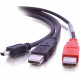 C2g 6ft USB 2.0 One Mini-b Male to Two A Male Y-Cable - Mini Type B Male USB - Type A Male USB - 6ft - Black 28107