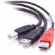 C2g 6ft USB 2.0 One B Male to Two A Male Y-Cable - Type B Male USB - Type A Male USB - 6ft - Black 28108