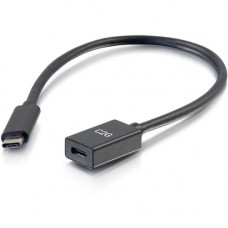 C2g 1ft USB C Extension Cable - 10G 3A - M/F - 1 ft USB Data Transfer Cable for Smartphone, Notebook, Tablet - First End: 1 x USB Type C Male Thunderbolt 3 - Second End: 1 x USB Type C Female Thunderbolt 3 - 10 Gbit/s - Extension Cable - Gold-flash, Nicke