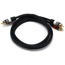 Monoprice 3ft Premium 2 RCA Plug/2 RCA Plug M/M 22AWG Cable - Black - 3 ft Coaxial Audio Cable for Audio Device - First End: 2 x RCA Male Audio - Second End: 2 x RCA Male Audio - Shielding - Gold Plated Connector - Black 2869