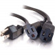 C2g 18in 1-to-2 Power Cord Splitter - 16 AWG - NEMA 5-15P to NEMA 5-15R - 14" - TAA Compliance 29802