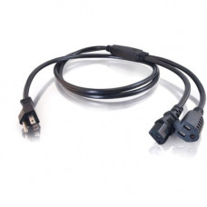 C2g 6ft 16 AWG 1-to-2 Power Cord Splitter (NEMA 5-15P to 1 NEMA 5-15R + 1 IEC320C13) - 6ft - TAA Compliance 29812