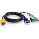 ATEN Combo kVM Cable - 10 ft KVM Cable - First End: 1 x HD-15 Male VGA - Second End: 1 x HD-15 Male VGA, Second End: 1 x Mini-DIN Male Keyboard/Mouse, Second End: 1 x Type A Male USB, Second End: 1 x Mini-DIN Male Keyboard/Mouse - Shielding - Black 2L5303