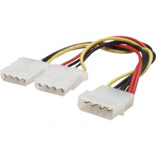 Manhattan Power Y Cable - 5.25" Male to duak 5.25" Female - 8" - Converts a 4-pin Molex male to dual 4-pin Molex female connections 301503