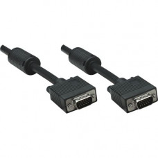 Manhattan SVGA HD15 Male to HD15 Male Monitor Cable with Ferrite Cores, 6&#39;&#39;, Black - Fully shielded with ferrite cores to reduce EMI interference for improved video transmission 317757