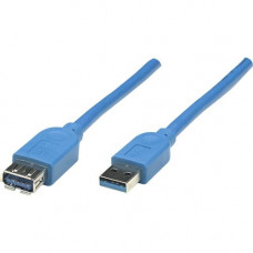 Manhattan SuperSpeed USB 3.0 A Male/A Female Extension Cable, 5Gbps, 6.5 ft (2m), Blue - USB 3.0 for ultra-fast data transfer rates with zero data degradation 322379